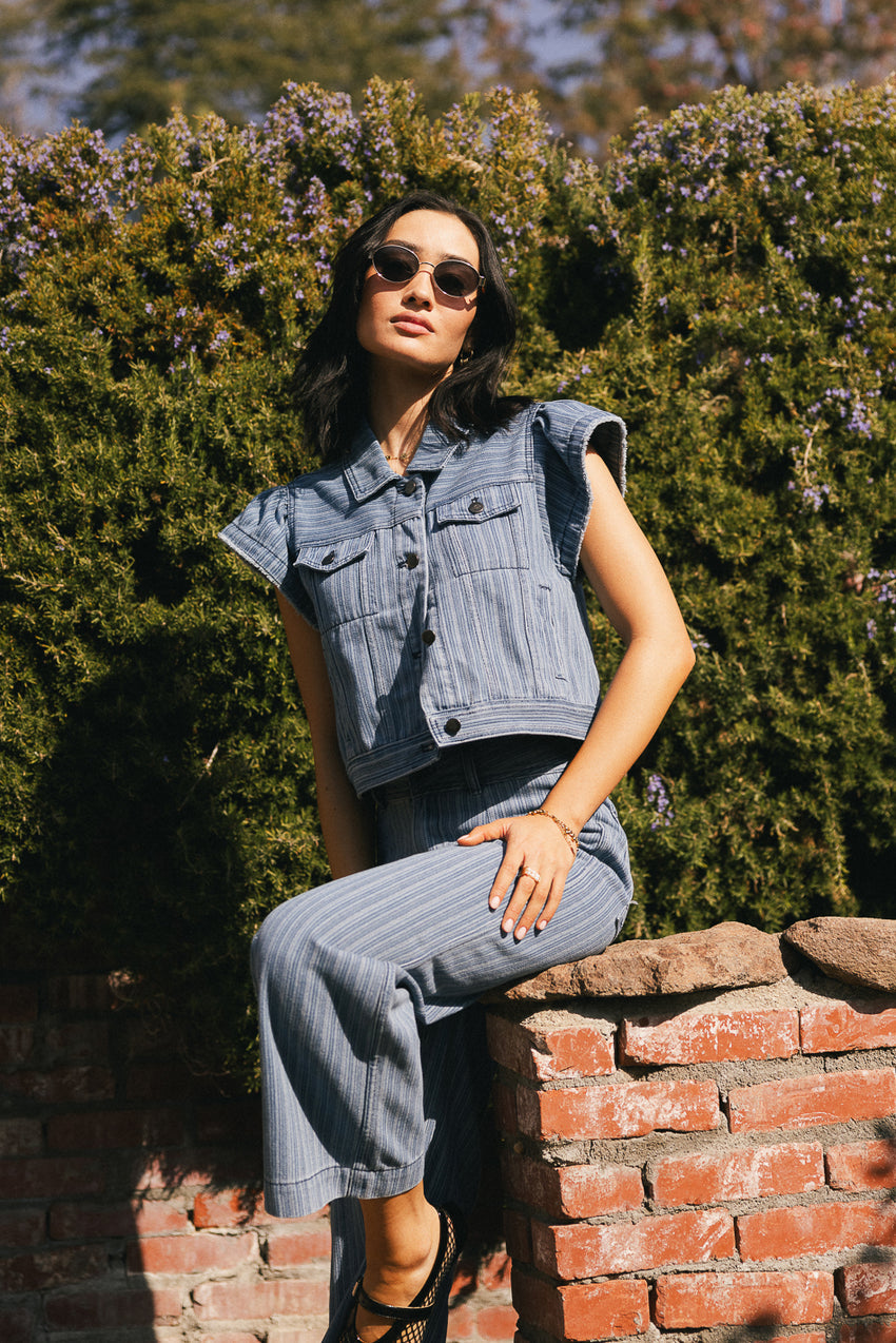 Jennie Denim Striped Button Up - FINAL SALE
