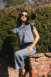 Jennie Denim Striped Button Up - FINAL SALE