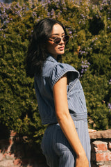 Jennie Denim Striped Button Up - FINAL SALE