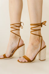 Bianca Lace Up Heels in Camel - FINAL SALE
