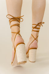 Bianca Lace Up Heels in Camel - FINAL SALE