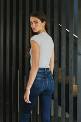 Holly Ribbed Bodysuit in Grey - FINAL SALE