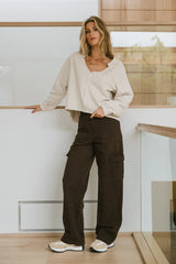 Exposed Seam Sweatshirt in Natural - FINAL SALE