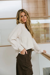Exposed Seam Sweatshirt in Natural - FINAL SALE