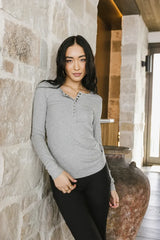 Ivanna Henley Top in Grey - FINAL SALE