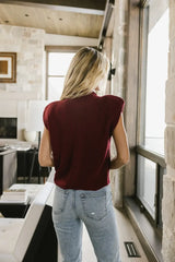 Kippa Shoulder Pad Sweater in Burgundy - FINAL SALE