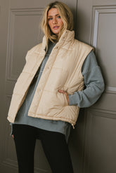 Caelan Puffer Vest in Cream - FINAL SALE