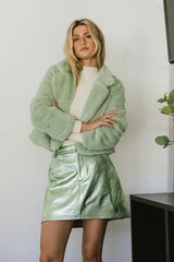 Up All Night Faux Fur Jacket in Sage - FINAL SALE