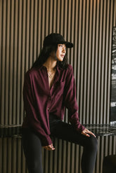 Finley Button Up in Wine - FINAL SALE