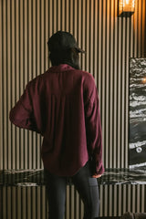 Finley Button Up in Wine - FINAL SALE