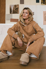 Mattie Faux Shearling Hoodie in Camel - FINAL SALE