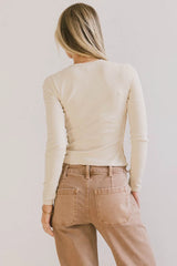 Lexie Ribbed Top in Beige - FINAL SALE