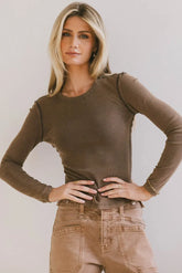 Lexie Ribbed Top in Charcoal - FINAL SALE