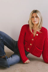 Janelle Knit Cardigan in Red - FINAL SALE