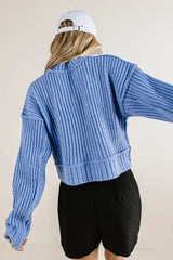 Daniela Ribbed Sweater in Blue - FINAL SALE