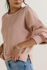 Mia Waffle Knit Top in Blush - FINAL SALE