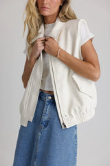 Rory Collared Vest in Cream - FINAL SALE