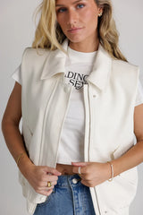 Rory Collared Vest in Cream - FINAL SALE