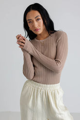 Mauryn Ribbed Top in Khaki - FINAL SALE