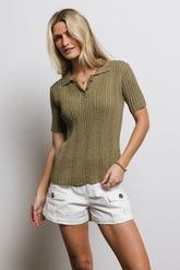 Millie Knit Sweater Top in Olive - FINAL SALE
