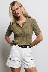 Millie Knit Sweater Top in Olive - FINAL SALE