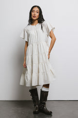 Neve Textured Midi Dress in Ivory - FINAL SALE