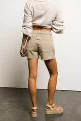 Maria Utility Denim Shorts in Tan - FINAL SALE