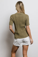 Millie Knit Sweater Top in Olive - FINAL SALE