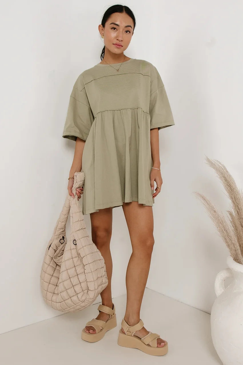 Lennox Mini Dress in Olive - FINAL SALE