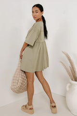 Lennox Mini Dress in Olive - FINAL SALE