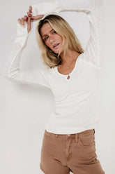 Skye Contrast Top in White - FINAL SALE