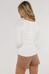Skye Contrast Top in White - FINAL SALE