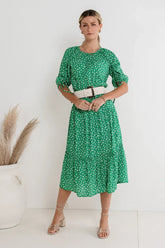 Marlee Midi Dress in Green - FINAL SALE