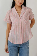 Wilma Woven Top in Pink - FINAL SALE