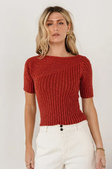 Toni Sweater Top in Brick - FINAL SALE