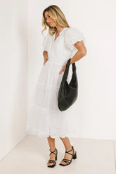 Padme Mesh Midi Dress in White - FINAL SALE
