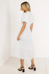 Padme Mesh Midi Dress in White - FINAL SALE