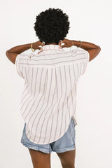 Topanga Striped Button Up in Pink - FINAL SALE