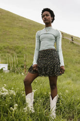 Cleo Ribbed Top in Teal - FINAL SALE