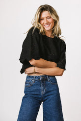 Suzie Crocheted Top in Black - FINAL SALE