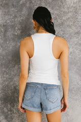Sleek Jersey Solid Tank in Ivory - FINAL SALE
