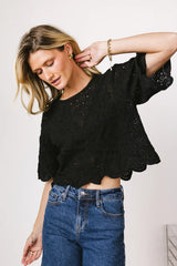 Suzie Crocheted Top in Black - FINAL SALE