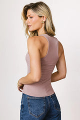 Sleek Jersey Solid Tank in Mauve - FINAL SALE