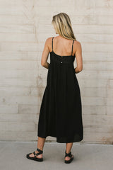 Genevieve Empire Midi Dress in Black - FINAL SALE