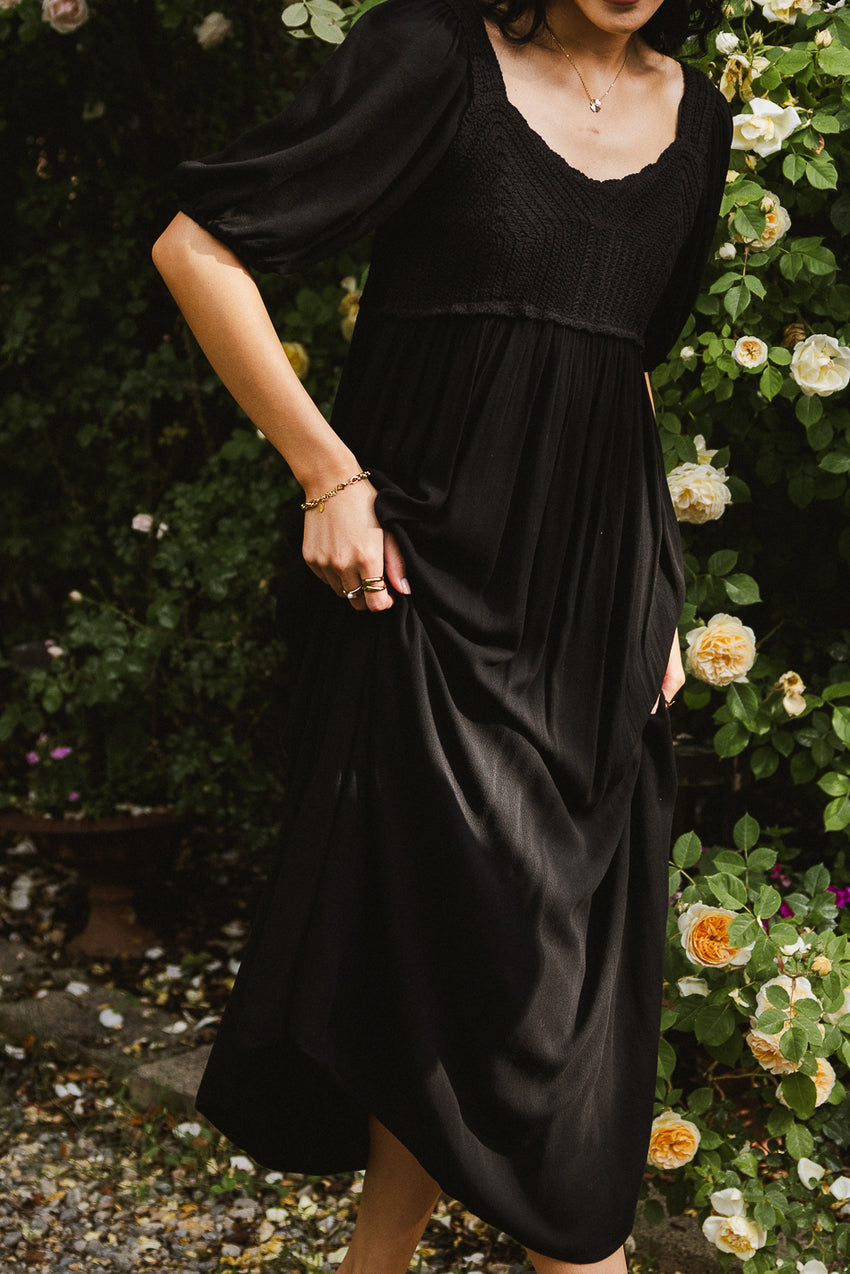 Nina Crocheted Midi Dress in Black - FINAL SALE