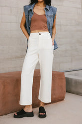 Sadie Wide Leg Pants in Cream - FINAL SALE