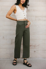 Sadie Wide Leg Pants in Olive - FINAL SALE