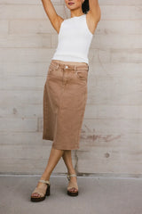 Jordan Denim Skirt in Tan - FINAL SALE