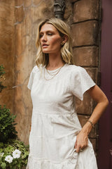 Neve Textured Midi Dress in Ivory - FINAL SALE