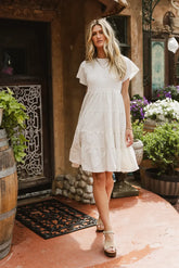 Neve Textured Midi Dress in Ivory - FINAL SALE